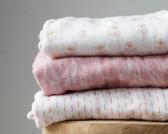 Jaipur | Organic Muslin Baby Burp Cloths, Set of 3 | 100% Cotton