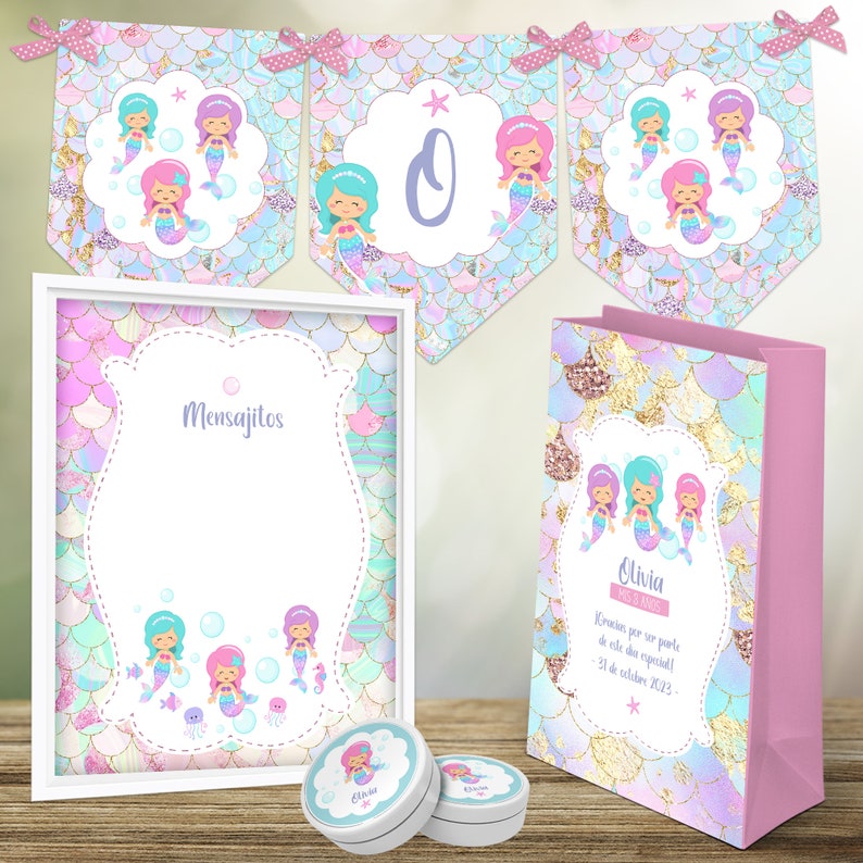 Mermaid Party Decorations Mermaid Birthday Party Invitation Mermaid Party Banner Mermaid ...