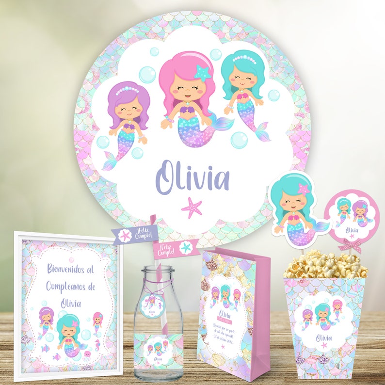 Mermaid Party Decorations Mermaid Birthday Party Invitation Mermaid Party Banner Mermaid ...