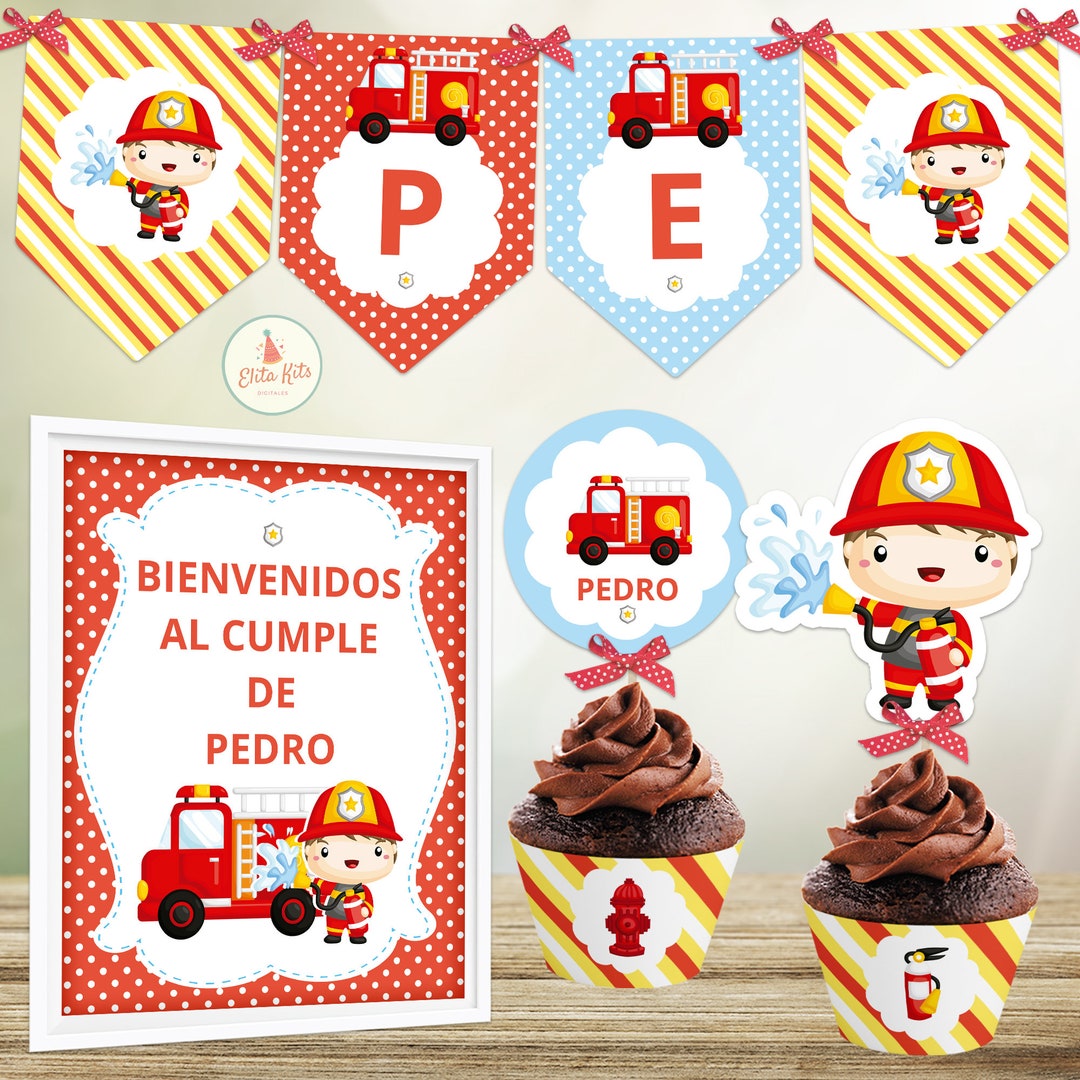 Fireman Printable Party Decorations, Printable Party Kit, Printable Party Set PERSONALIZED ...