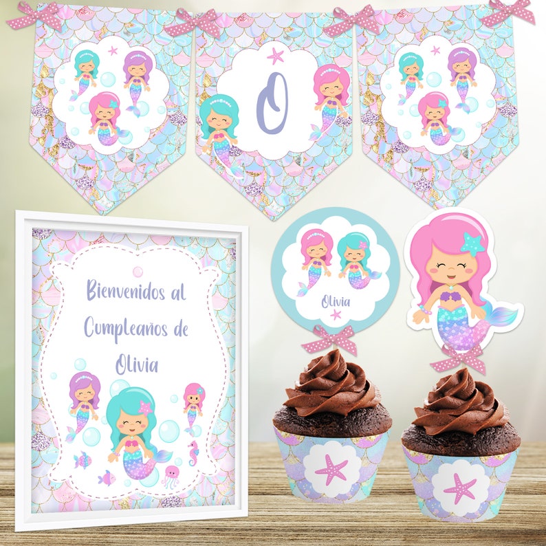 Mermaid Party Decorations Mermaid Birthday Party Invitation Mermaid Party Banner Mermaid ...