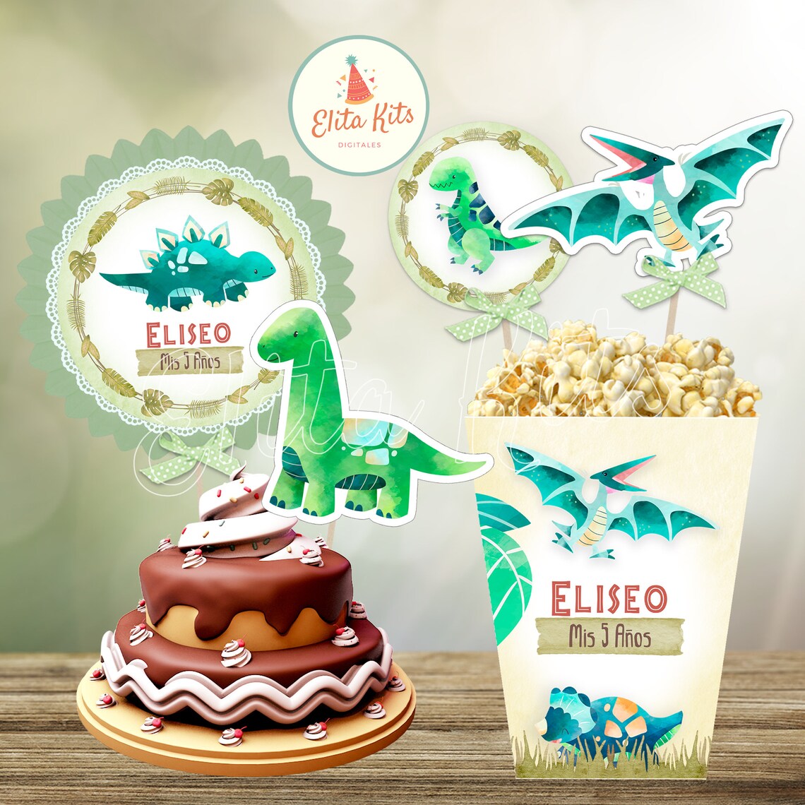 Dinosaur Printable Party Decorations, Printable Party Set PERSONALIZED ...