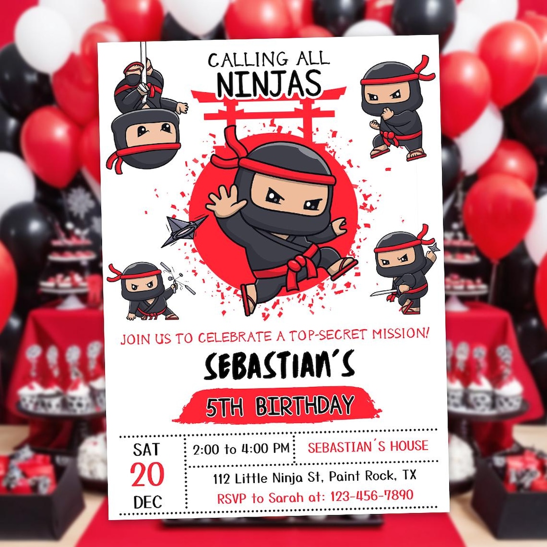 Ninja Birthday Invitation Template: Calling All Ninjas Party Invite ...