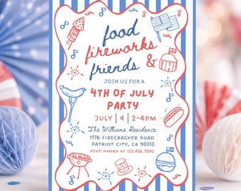 250th America Anniversary Invitation: 4th of July Independence Day Party Invite (Editable Canva Template)