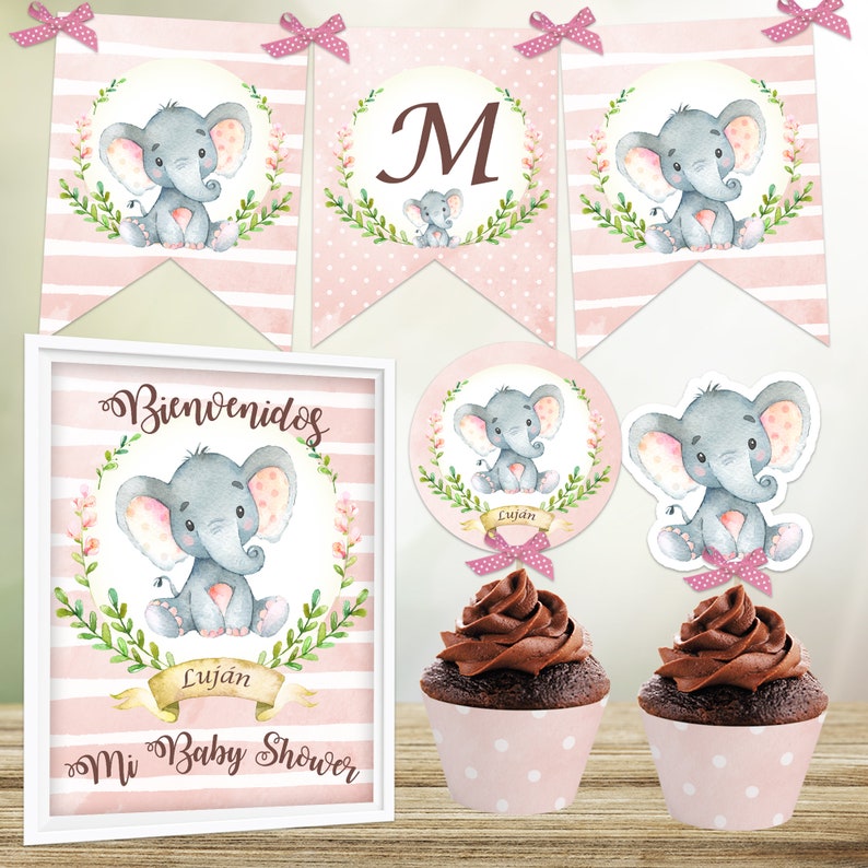 Printable Party Elephant, Printable Baby Shower Elephant, Elephant Baby ...