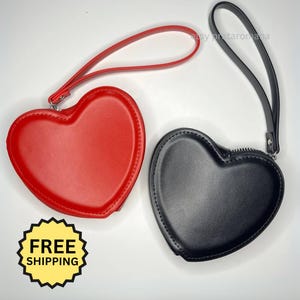 Bolso de cuero con forma de corazón, minibolso retro con cremallera, llavero, bolsa pequeña con asa para gimnasio, ideal como regalo para niña.