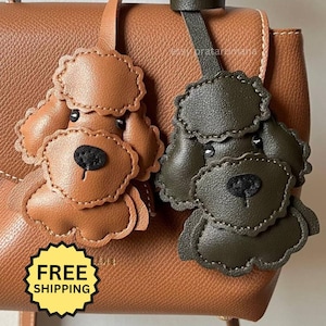 かわいいプードルのレザーバッグチャーム | プードルの子犬のキーホルダー型財布ループチャーム | 犬のお母さんへのギフト、ペットのお母さんへのギフトアイデア | 女の子へのギフト