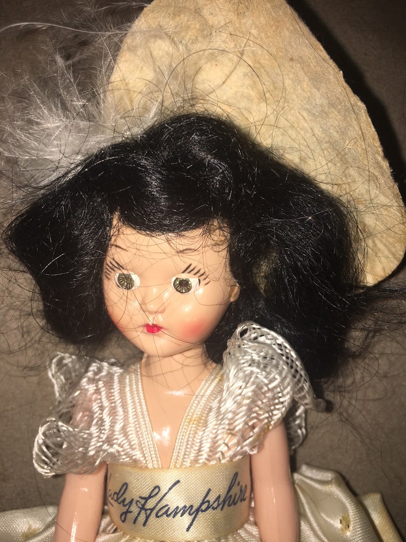 Creepy Vintage Blue Eyed Doll Black Hair Lady Hampshire Etsy