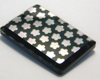 Black Rectangle Mirror Pendant  32mm