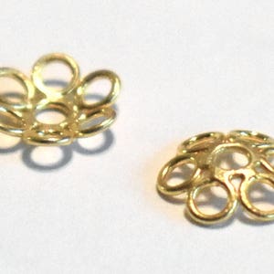 Bali Vermeil Bead Caps 9mm by 2mm, 6 pieces