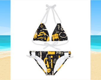 Gelbes Träger-Bikini-Set