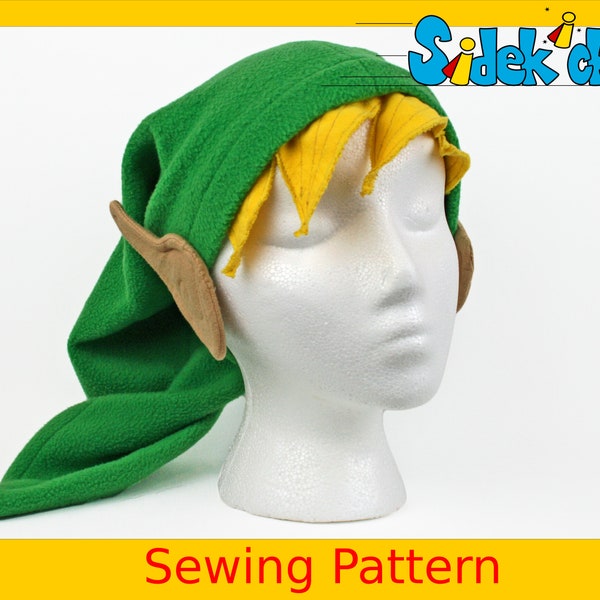 Zelda Link Fleece Hat Costume Sewing Pattern,  DIY Halloween Costume Hat Pattern, Winter Hat Cosplay Sewing Pattern Download, Video Game DIY