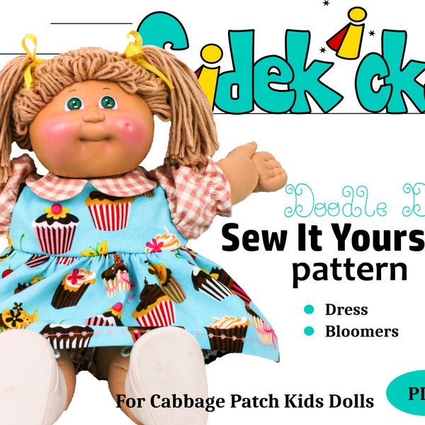 Kool patch naaipatroon poppenkleertjes voor kinderen pdf, naaipatroon retro poppenkleertjes, patroon DIY poppenkleertjes, patroon poppenjurk downloaden
