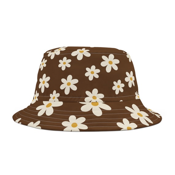 Brown Floral Bucket Hat - Etsy display picture 3
