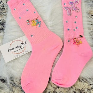 Kids Viral Tik Tok Junk Socks - Pink/Balloon Dog