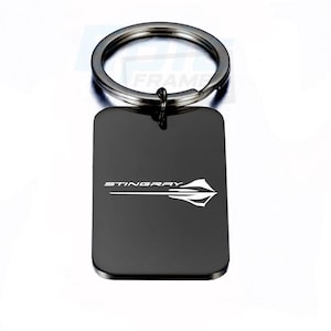 Porte-clés de voiture Corvette C8 Z06 Stingray Porte-clés de polissage en métal noir de qualité supérieure gravé de qualité supérieure
