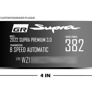 Custom Supra Interior Motor Abzeichen Dash Plakette SCHWARZ 2 x 4 ZOLL