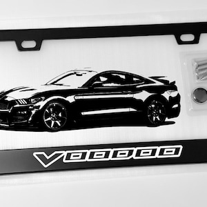 Voodoo 5.2L GT350 License Plate Frame Black Metal Fits Shelby GT350