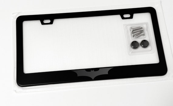 Black on Black Batman Metal License Plate Frame with Screws and Caps
