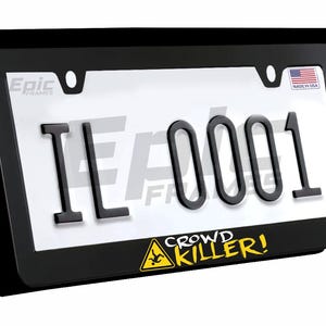 Yellow Crowd Killer Coyote Mustang Funny Meme License Plate Frame For Mustang