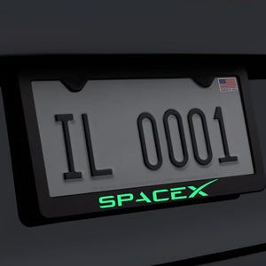 Glowing Space X License Plate Frame Black Metal + Screw
