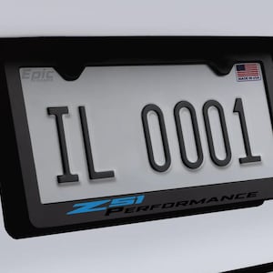 Cadre de plaque d'immatriculation noir et bleu C8 Corvette Z51 Performance Racing en métal en acier inoxydable