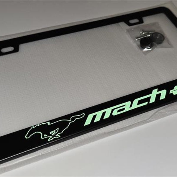 Glowing Mustang Mach E Style License Plate Frame – Phantom Black, Illuminated Tag Cover