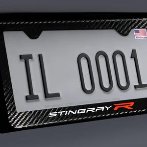 C8 Corvette Stingray R Racing IMSA Cadre de plaque d'immatriculation C8 Z51 Z06 C8R C8.R Noir 100 % fibre de carbone