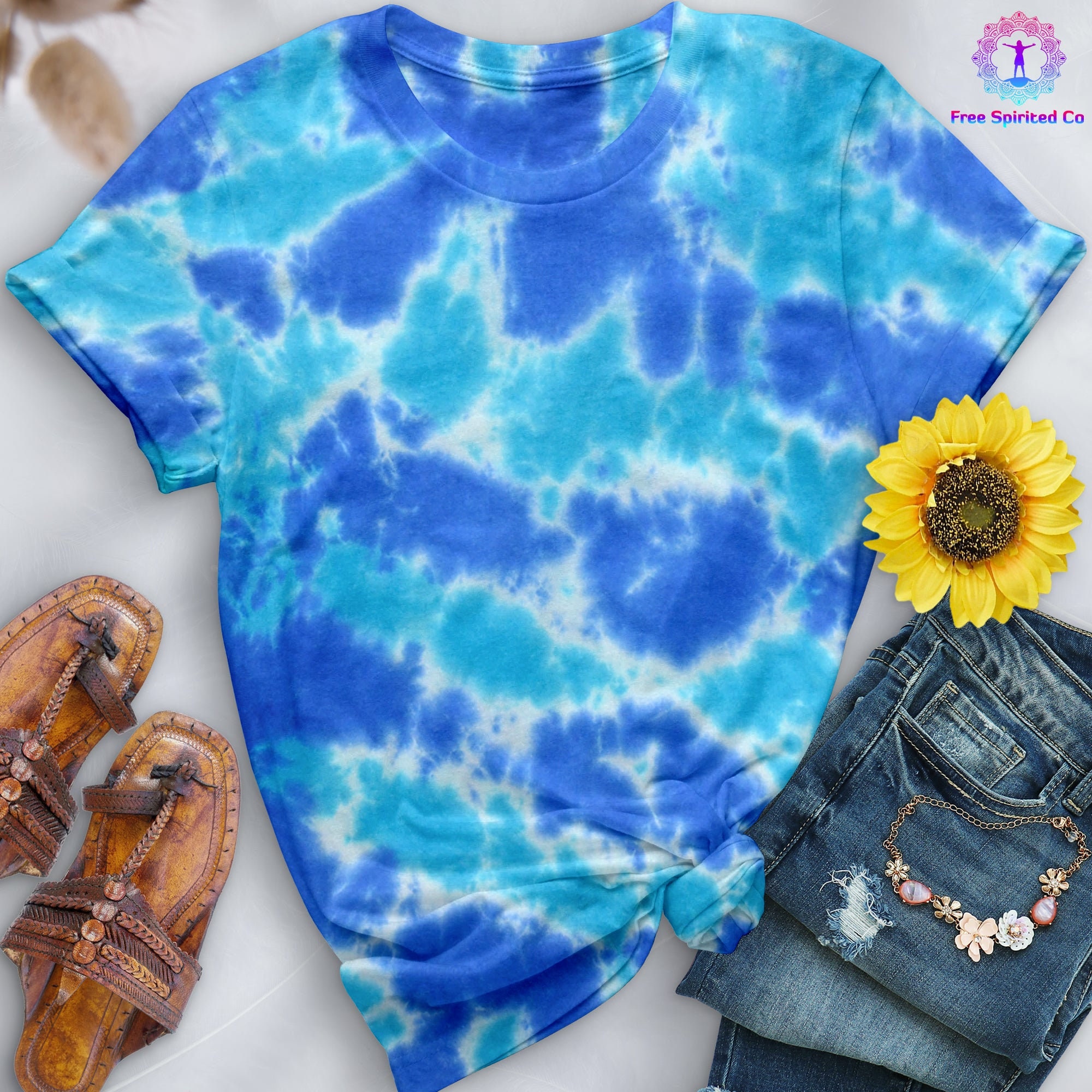 Multi Blue Tie Dye Tee - Etsy