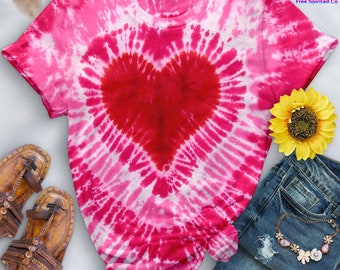 Pink Heart Tie Dye Tee