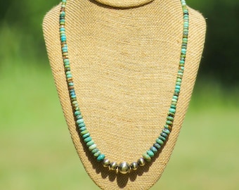 The Darlene - Graduated Sterling Silver Pearl and Genuine Turquoise Necklace - 22"