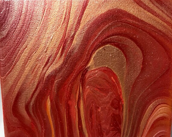 Red Copper Handmade Painting Ceramic Tile Coaster Trivet Painted Artisan Made