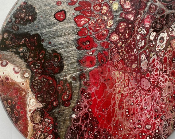Platter Charcuterie Board Handcrafted Wood Resin Silver Red Black Centerpiece Food Safe Gift