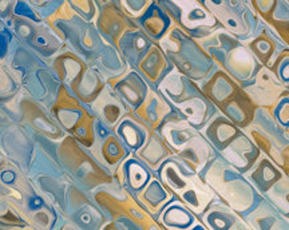 Designer Fabric Abstract Blue Brown Golden Surreal Crocodile Handmade Velvet Upholstery Fabric