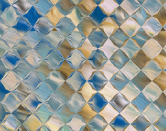 Velvet Upholstery Fabric Diamond Blue Cream Fiber Art Fiber Art