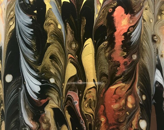 Trivet Gold Copper Resin Handmade Ceramic Tile Coaster Painted Artisan Made