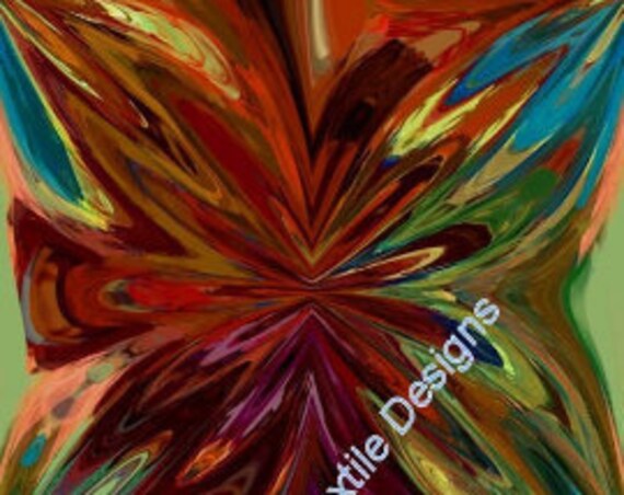 Artisan Handmade Velvet Upholstery Fabric Interior Decorating Abstract Large Flowers Design