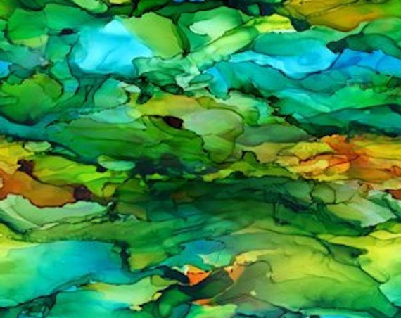 Blue Green Gold Handmade Artisan Textile Art Velvet Upholstery Fabric Fiber Art Fabric Layers Stone