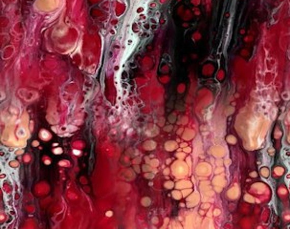 Paint Drops Red Peach Black Artist Created Lycra Knit Fabric By The Yard Athletic Apparel Swimwear Swim Suit