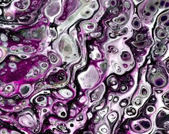 Satin Fabric Handmade Textile Violet Grey Lightening Storm Artisan Fiber Art Marble Radiant Colors