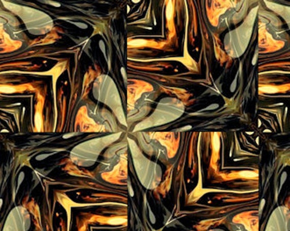 Artist Handmade Brown Gold Crepe De Chine Caftan Fabric Apparel Sheer Home Decor