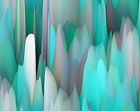 Turquoise Icicles Artisan Created Spandex Knit Fabric By The Yard Athletic Apparel Swimwear Swim Suit
