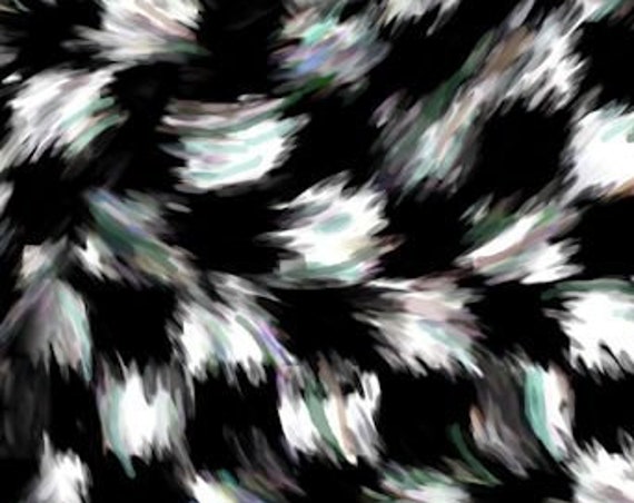 Black White Grey Feather Checkerboard Artist Handmade Crepe De Chine Caftan Fabric Apparel Sheer Home Decor