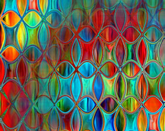 Rainbow of Colors Hand Created Art Fleece Fiber Art Fabric Panel Vibrant Colors Apparel Blanket