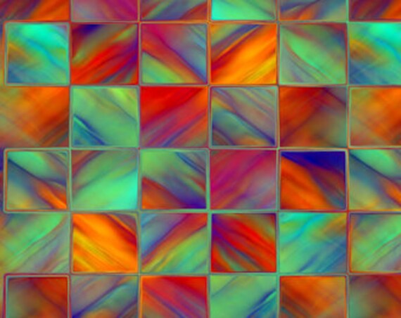 Watercolor Red Orange Green Textile Artist Made Lycra Knit Fabric By The Yard Athletic Apparel Swimwear Swim Suit
