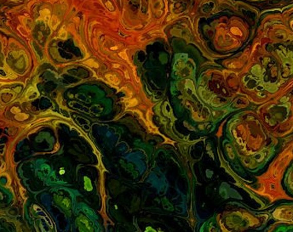 Artisan Textile Artist Green Fall Colors Jersey Lycra Spandex Knit Fabric