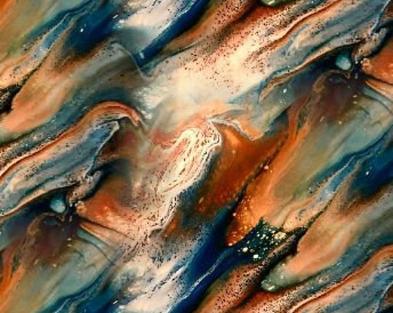 Velvet Upholstery Fabric Rust Blue One of a Kind Handmade Commercial Grade Fabric Fiber Art