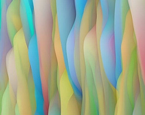 Pastel Designer Artist Hand Created Satin Fabric Fiber Art Abstract Modern Fashion