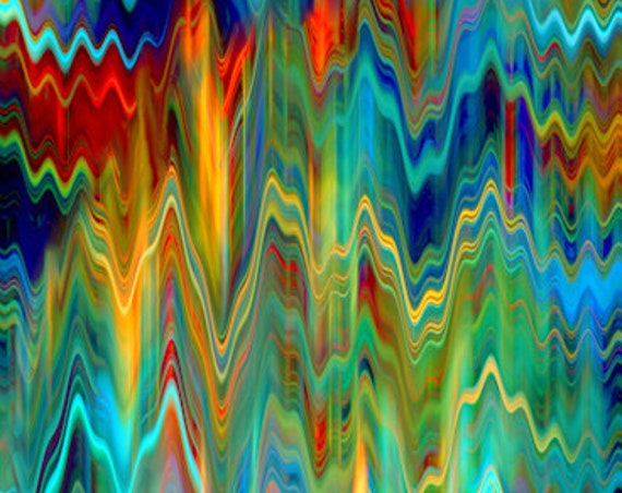 Fashion Textile Artist Streaks of Color in Sky Hand Created Jersey Lycra Spandex Knit Fabric
