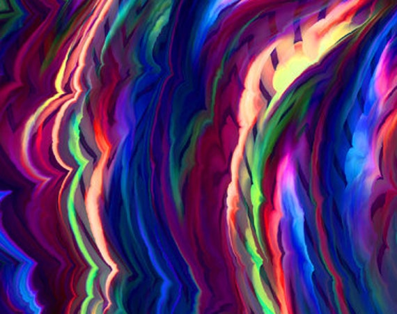 Designer Artist Hand Created Satin Fabric Fiber Art Fabric Fashion Purple Peacock Colors